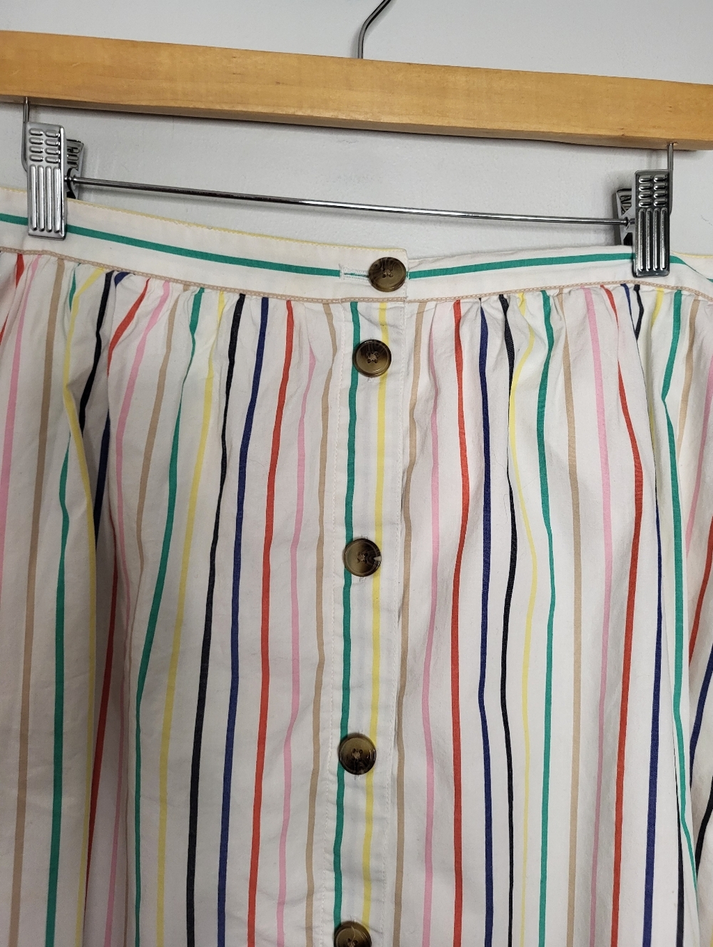J.Crew Rainbow Stripe Poplin Midi Skirt Size L Fully Lined Pockets Preppy Summer - Picture 4 of 12